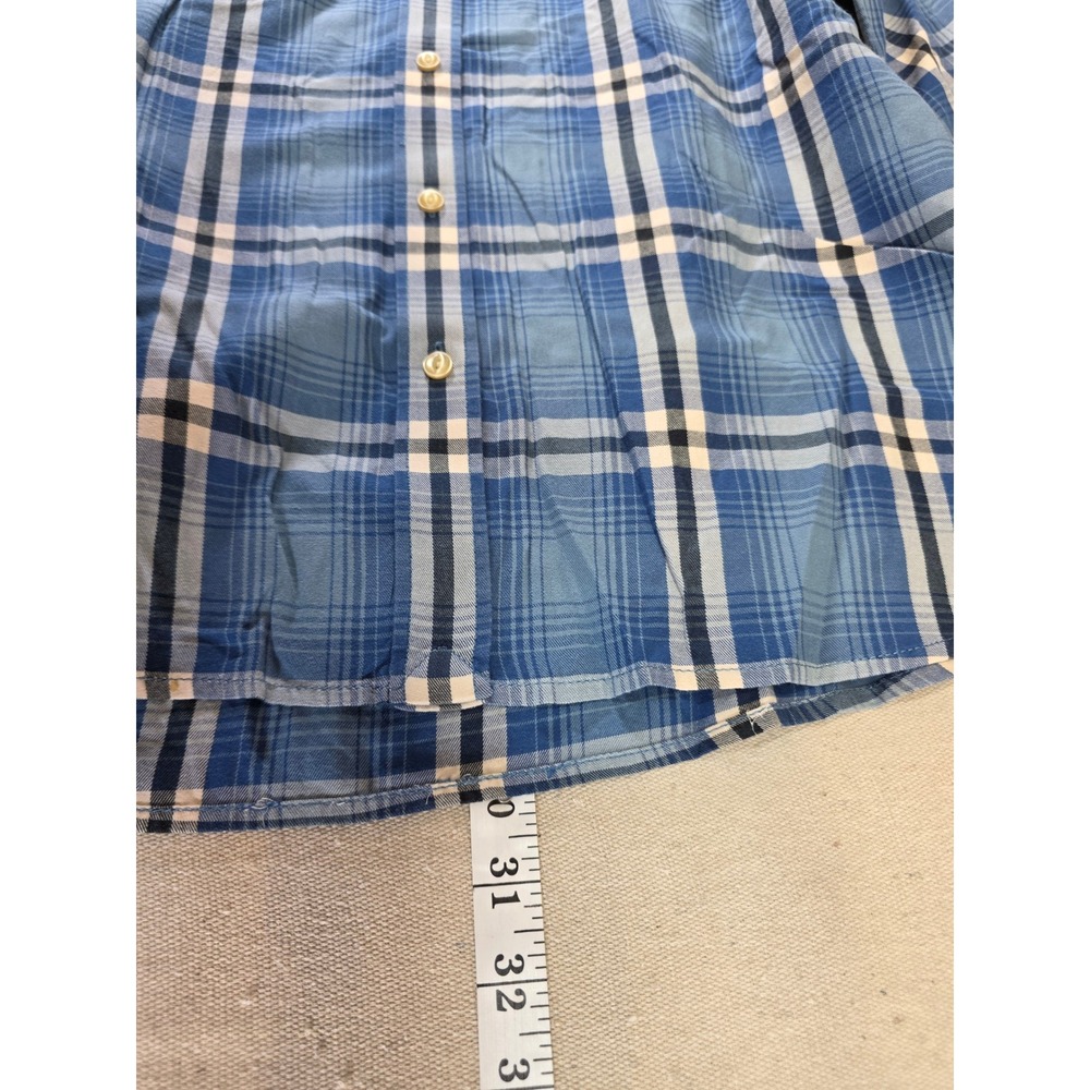 Lauren Ralph Lauren Blue Plaid Button Down Shirt Womens XL Long Sleeve Roll Tab - Picture 7 of 7